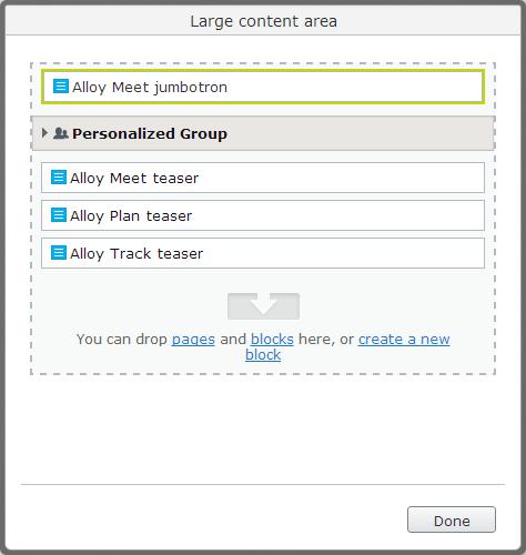 Getting started 41 Like blocks, pages from the page tree can also be dropped into a content area.