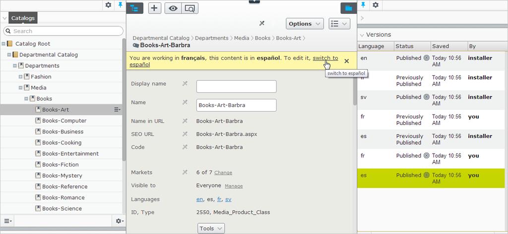 Managing content 81 You can search for all language versions for some content by typing a