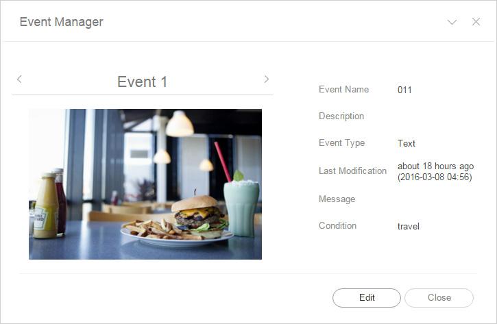 Schedule Managing events Viewing event details Click an event name from the event list to view the event details.