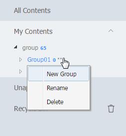 Content files Viewing content Create user groups to manage content files by the group. Each account has a default group. Only files enabled to be shared can be shared.