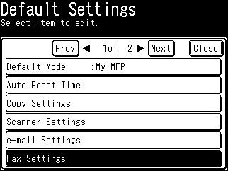 Specifying default fax settings Setting procedures 1 Press [Setting] on My MFP Menu screen. If My MFP Menu screen is not displayed, press <Mode> repeatedly until My MFP menu screen is displayed.