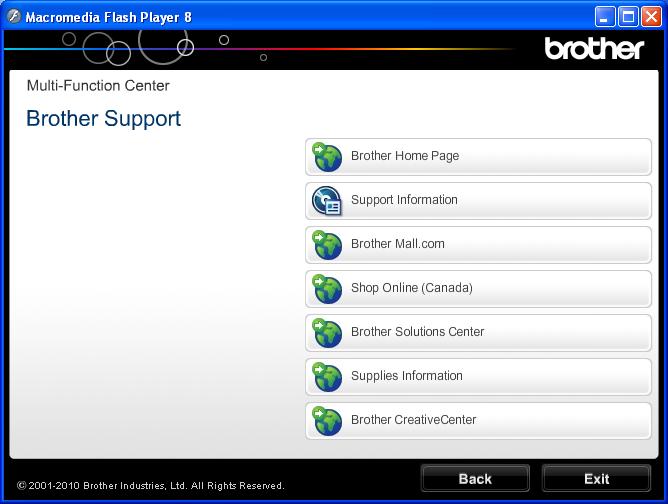 Chapter 1 Accessing Brother Support (Windows ) 1 You can find all the contacts you will need, such as Web support (Brother Solutions Center), Customer Service and Brother Authorized Service Centers