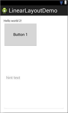 <EditText android:hint="@string/str_hint1" android:layout_width="fill_parent" android:textsize="18sp" android:layout_weight="0.