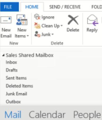 Collaborate Gmail: Shared mailbox Outlook: Shared mailbox If your team needs a shared mailbox, such as for technical support or customer service, you can use a Google group as a collaborative inbox.