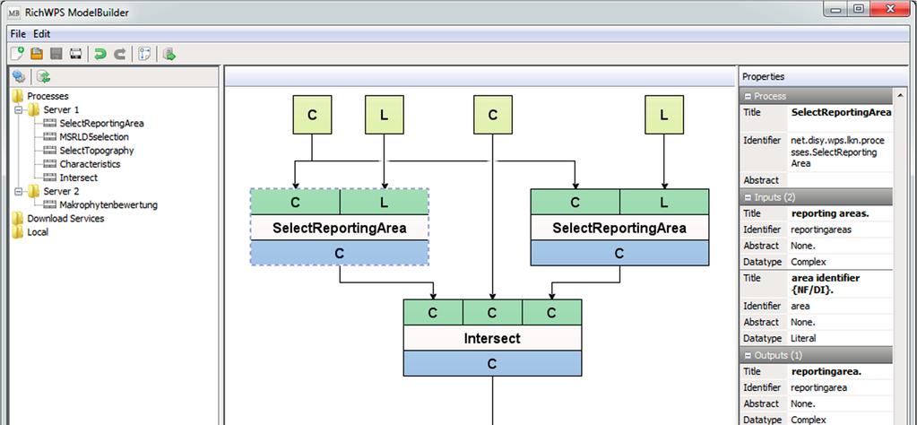 ISPRS Int. J. Geo-Inf. 2014, 3 1344 Figure 2. Screenshot of the ModelBuilder with a graphical workflow model. The modeling procedure is supported by displaying context-sensitive information.