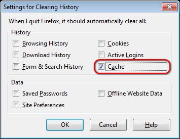 Select the check box for Clear history when Firefox closes.