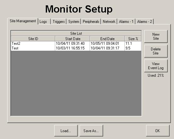 Monitor Setup The Setup dialog gives the user the ability to configure the monitor.