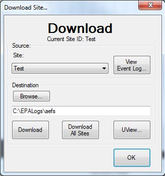Download The Download button opens up a Download dialog which allows the user to download data from the monitor.