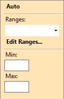 .. - Opens a dialog allowing the user to manage the min/max range list for this axis and chart Min - Sets the minimum vertical axis limit Max - Sets the maximum vertical axis limit To add items to