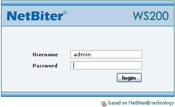 Default password for authentication of the new settings is admin and has to be entered to save changed made in NetBiter Config utility. 3 Web-page overview 3.
