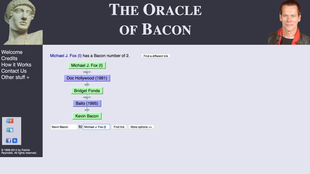 Shortest paths some examples Oracle of Bacon: https://oracleofbacon.