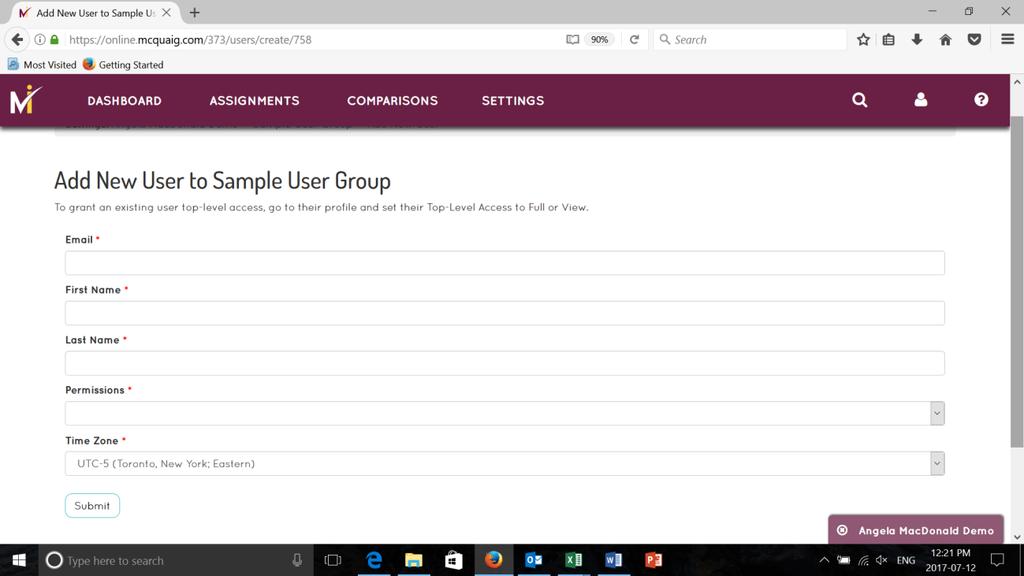 Add New Users to the Group To add specific users to a group, select Add User to Group and this screen appears.