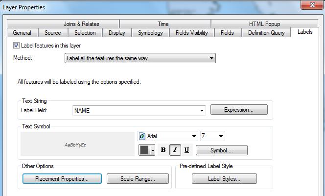 Activate the Maplex extension by clicking on Labeling Use Maplex Label Engine. 43. Open the Labels tab in Landmarks.