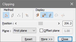 More options Clicking the More button expands the Section controls window. The button is not available for the Section Along a Curve method.