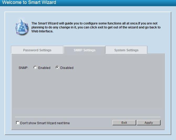 SNMP Settings The SNMP Setting allows you to quickly enable/disable the SNMP function and configure the SNMP community name.