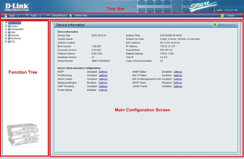 Web-based Management After clicking the Exit button in Smart Wizard you will see the screen below: Figure 33 Web-based Management The above image is the Web-based Management screen.