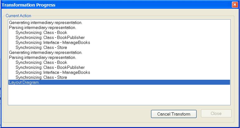 The major steps in using the above dialog interface are: Selecting one or more of the elements in the source package as appropriate for the intended transformation(s).