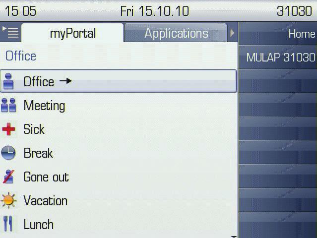 myportal for OpenStage With myportal for OpenStage, users can access the OpenStage 60/80 telephones for voicemail and presence functions.
