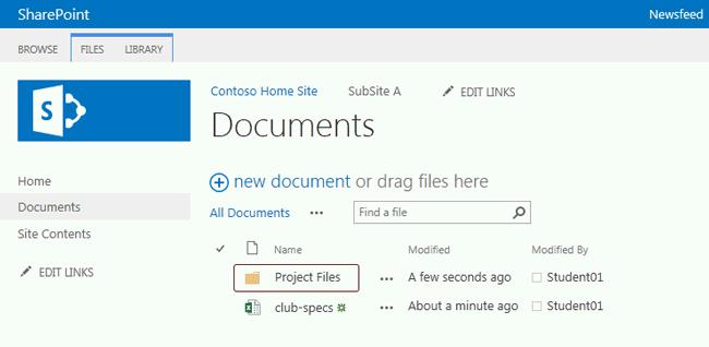 Click on a folder name, such as Project Files.