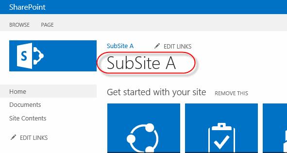 SharePoint 2013 Introduction C. Verify that you are now located on the home page of the child site by checking the Title displayed for the site.