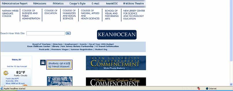 Click on Kean WISE to access the system.