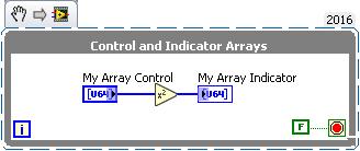 read() print(data) # prints 16 Using Array Controls and Indicators Controls and indicators can also be an array type.