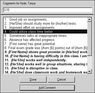 Only the first 250 characters of school-wide comments created in Win School or Mac School are exported to student report cards.