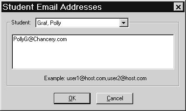 3 Type an email address for that student. For multiple email addresses, make sure each address is separated by a comma. 4 If desired, select another student and repeat the above steps.