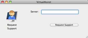 4. If the Server address is not auto-propagated in the login window, enter the Server address and click Request Support.