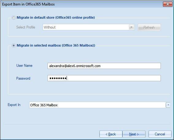 Second :- If you want to Migrate in specific Office 365 mailbox