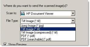 Scan the document to a lower quality file type 1. Scan the document as normal 2. When the window "Scanning From The Scan Picture/Document/Film" opens, select your preferred File Type.