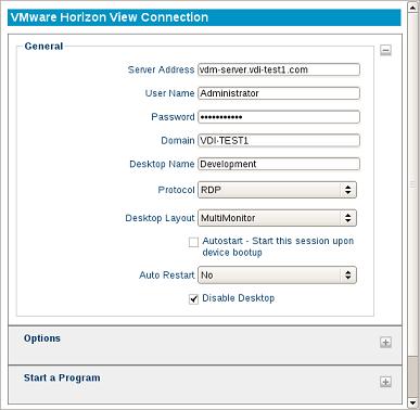 4.8 VMware Horizon View The VMware Horizon View client allows you to connect to a VMware server, which in turn, provides the end-user with their own virtual desktop session.
