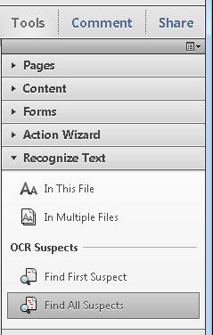 Tools Pane Recognize Text In This File In