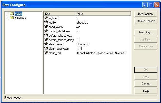 reboot Configuration reboot Configuration Open the Raw Configure tool to modify the configuration parameters for
