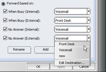 Customizing Your Assistant 5. Select the call forward destination for the selected rule. 6. Click OK or Apply. To add/edit a call forward destination 7.