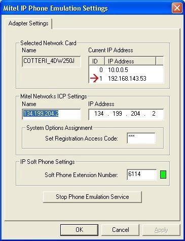 Appendix B Using VPNs To manually send the VPN address to the PBX 1. Connect to the corporate network. 2. Open the IP Phone Emulation control panel (Start/Settings/Control Panel/IP Phone Emulation).