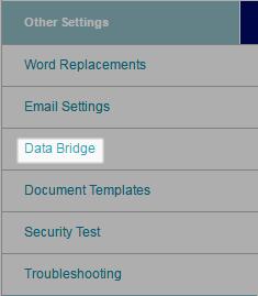 The first step in configuring the Data Bridge is to install and configure the Data Bridge external application.