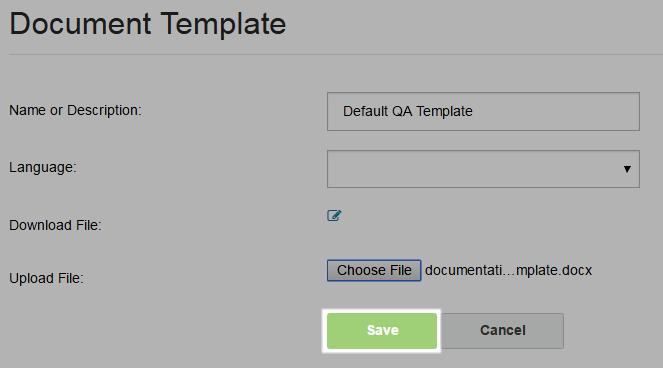 7. Select the Word template file and click Open.