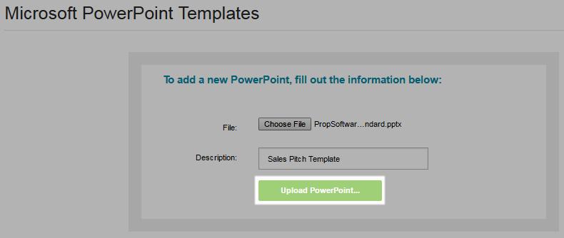7. Enter a description for the template, and then click Upload PowerPoint. 8.