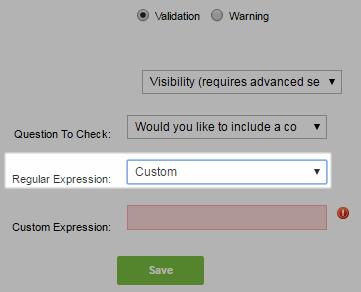 c. From the Regular Expression picklist, choose the appropriate option.