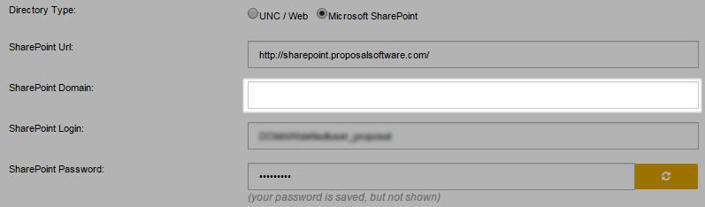 Enter the SharePoint Domain (this may not be necessary depending on format of your SharePoint site).