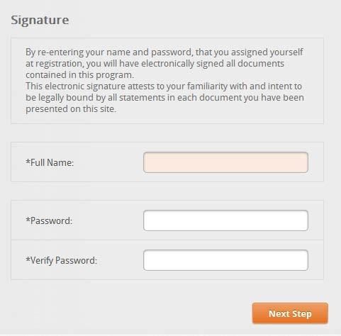 ELECTRONIC SIGNATURE Type your full name in the box Enter