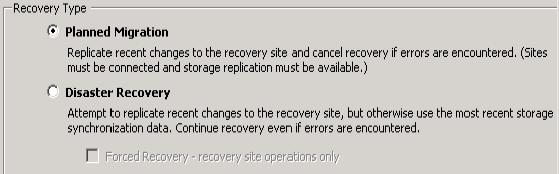 Recovery modes This solution, through VMware SRM, allows two modes of recovery: Planned Migration and Disaster Recovery, as shown in Figure 4.