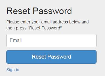 Enter the email address for the password you forgot on the Reset Password screen, and then click the Reset