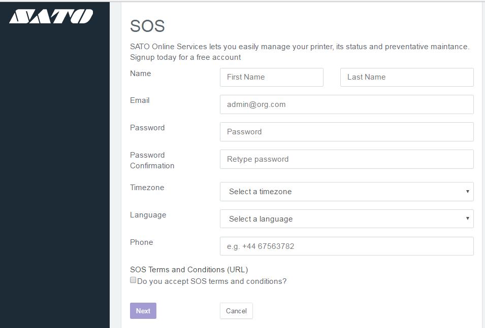 3. Initial Registration 3-1. Registering your SOS account from your PC A single SOS account can be created per company or organization when using SOS.