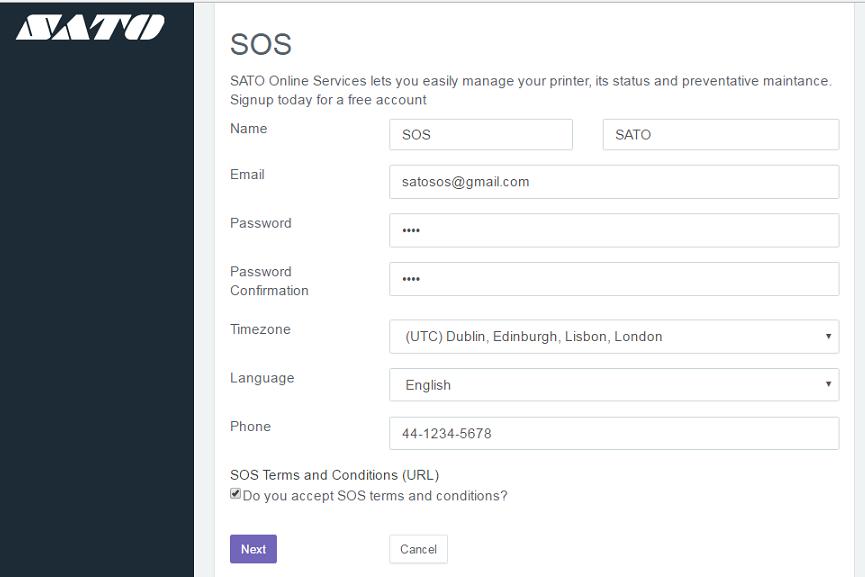 Please read the SOS Terms and Conditions before using SOS. Click [Cancel] to cancel sign up. 1. Click SOS Terms and Conditions. 2. Read the SOS Terms and Conditions. 3.