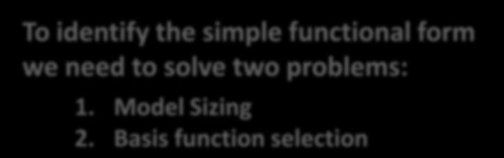 Define a large set of potential basis functions Overfitting 1. Model Sizing 2.