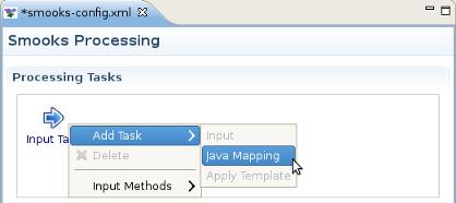 Select Java Mapping from the popup menu and it will appear to the right, connected to Input Task. Then select Java Mapping task. Figure 2.6.