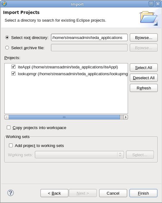 Figure 9: Select TEDA applications to import Press Finish button 3.2.