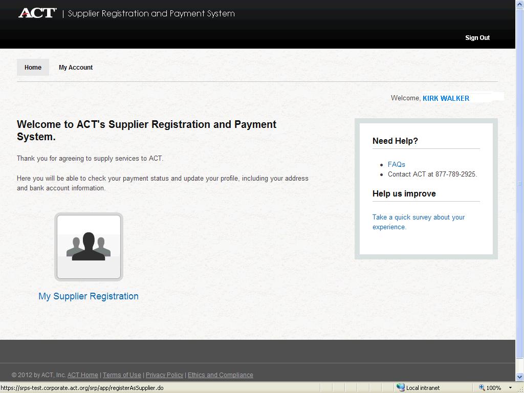6. Since your account already exists, continue by registering as a supplier.